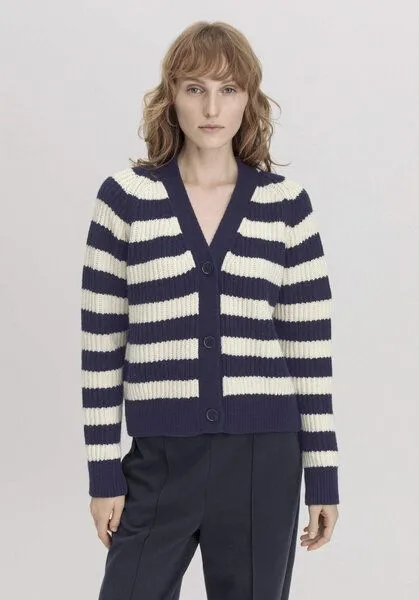 hessnatur Strickjacke Streifen Relaxed aus Bio-Merinowolle mit Bio-Baumwolle