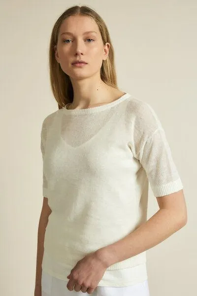LANIUS Kurzarmpullover aus Hanf